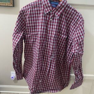 Men's Red Checkered Shirt by Geoffrey Beene